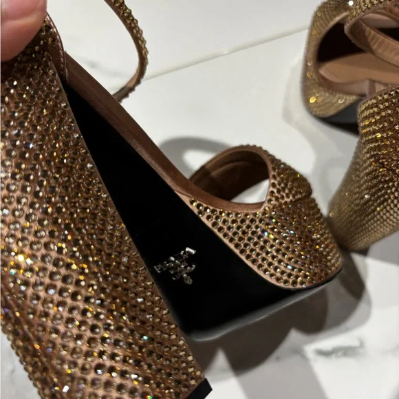 Prada Women's Tan Embellished Sandals - Picture 4 of 7